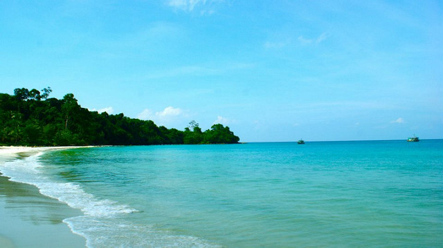 Pohľadna jednu z kambodžských pláží